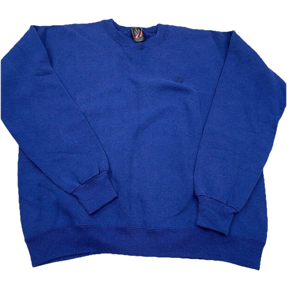 Vintage Olympics Sweatshirt Men XL Blue Crew Neck Sweater USA Team‎ 90s Blank